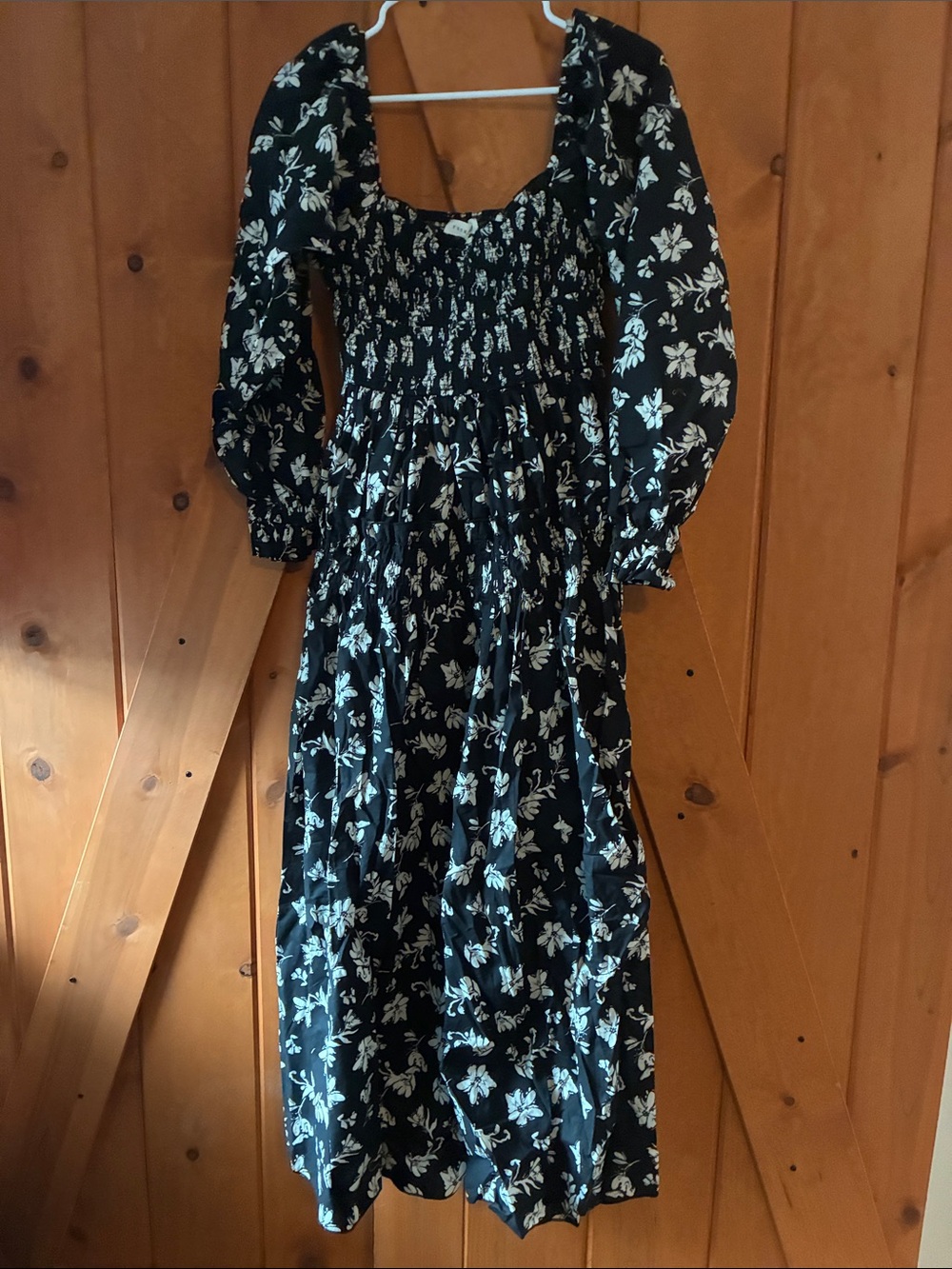 Promesa Black Floral Smocked Midi Dress